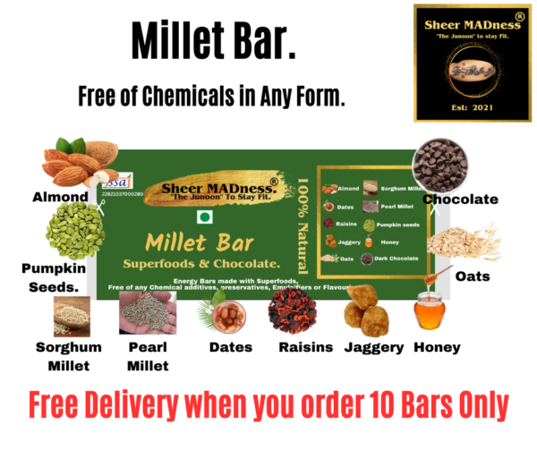 Millet bar with ingredients