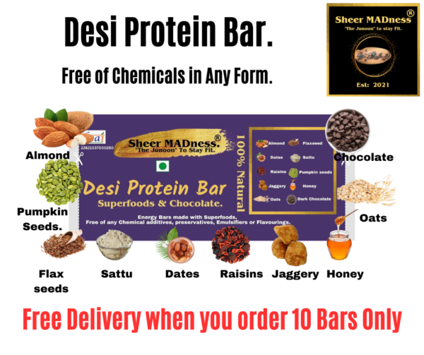 Protein bar with ingredients